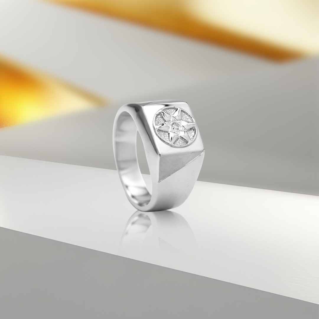 Silver double-band ring